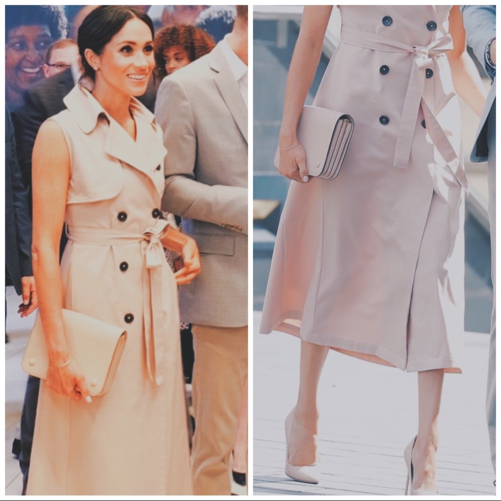 Zara Blush Pink Sleeveless Double-Breasted Midi Trench Dress